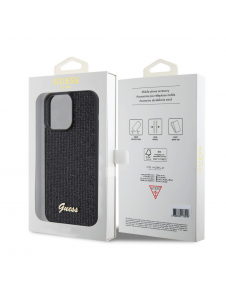 Guess PU Square Mirror Script Logo Fodral för iPhone 15 Pro Max Svart