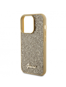 Guess PU Square Mirror Script Logo Fodral för iPhone 15 Pro Gold