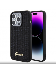 Guess PU Square Mirror Script Logo Fodral för iPhone 15 Pro Svart