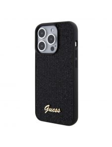 Guess PU Square Mirror Script Logo Fodral för iPhone 15 Pro Svart