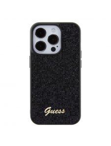 Guess PU Square Mirror Script Logo Fodral för iPhone 15 Pro Svart