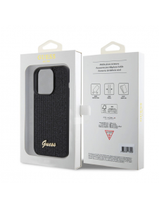 Guess PU Square Mirror Script Logo Fodral för iPhone 15 Pro Svart