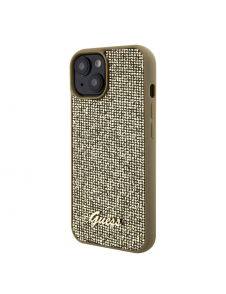 Guess PU Square Mirror Script Logo Fodral för iPhone 15 Gold
