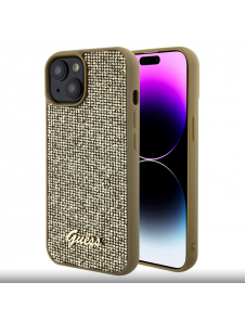 Guess PU Square Mirror Script Logo Fodral för iPhone 15 Gold