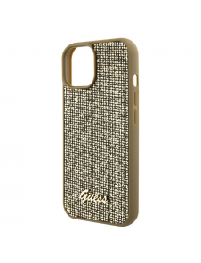 Guess PU Square Mirror Script Logo Fodral för iPhone 15 Gold