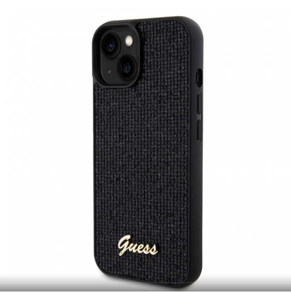 Guess PU Square Mirror Script Logo Fodral för iPhone 15 Svart