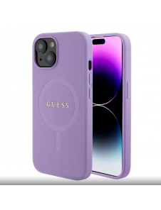 Guess PU Saffiano MagSafe Fodral till iPhone 15 Lila