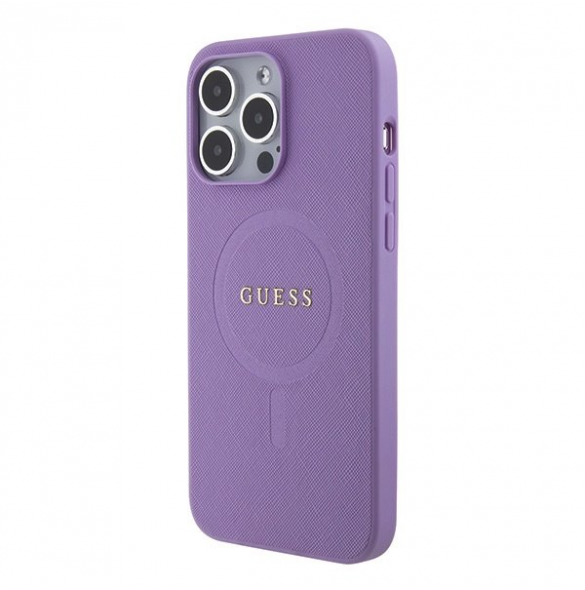 Guess PU Saffiano MagSafe Fodral till iPhone 15 Pro Lila