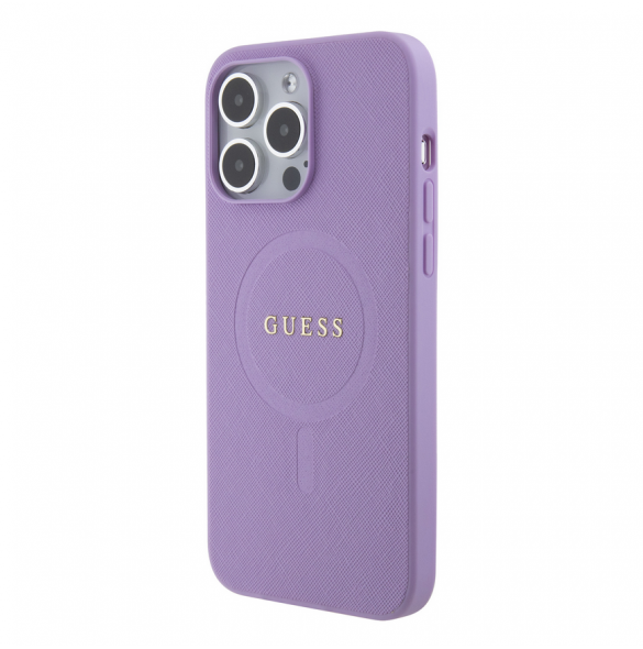 Guess PU Saffiano MagSafe Fodral till iPhone 15 Pro Max Lila
