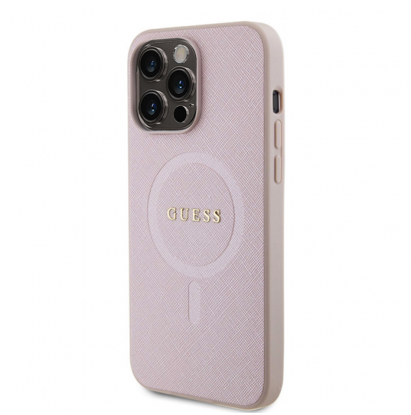 Guess PU Saffiano MagSafe Fodral till iPhone 15 Pro Max Rosa