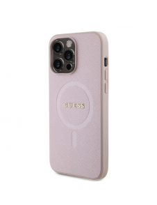 Guess PU Saffiano MagSafe Fodral till iPhone 15 Pro Max Rosa