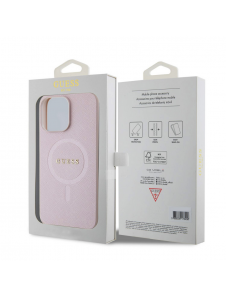 Guess PU Saffiano MagSafe Fodral till iPhone 15 Pro Max Rosa