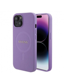 Guess PU Saffiano MagSafe Fodral till iPhone 15 Plus Lila