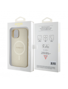 Guess PU Saffiano MagSafe Fodral till iPhone 15 Plus Beige