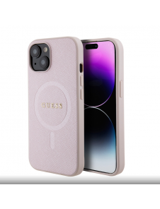 Guess PU Saffiano MagSafe Fodral till iPhone 15 Rosa