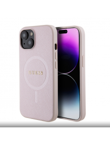 Guess PU Saffiano MagSafe Fodral till iPhone 15 Rosa