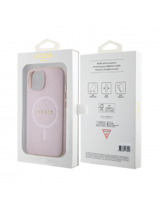Guess PU Saffiano MagSafe Fodral till iPhone 15 Rosa