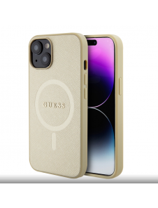 Guess PU Saffiano MagSafe Fodral till iPhone 15 Beige