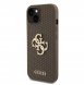 Guess PU Perforerad 4G Glitter Metal Logotypfodral för iPhone 15 Taupe