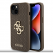 Guess PU Perforerad 4G Glitter Metal Logotypfodral för iPhone 15 Taupe