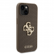Guess PU Perforerad 4G Glitter Metal Logotypfodral för iPhone 15 Taupe
