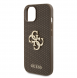 Guess PU Perforerad 4G Glitter Metal Logotypfodral för iPhone 15 Taupe