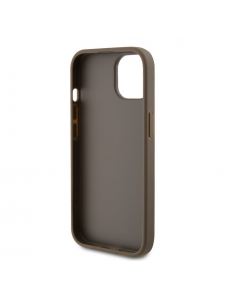 Guess PU Perforerad 4G Glitter Metal Logotypfodral för iPhone 15 Taupe