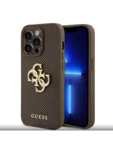 Guess PU Perforated 4G Glitter Metal Logo-fodral för iPhone 15 Pro Taupe