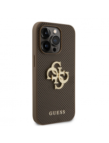 Guess PU Perforated 4G Glitter Metal Logo Fodral för iPhone 15 Pro Max Taupe