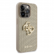 Guess PU Perforated 4G Glitter Metal Logo-fodral för iPhone 15 Pro Max Gold