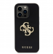 Guess PU Perforerat 4G Glitter Metal Logotypfodral för iPhone 15 Pro Max Svart