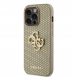 Guess PU Perforated 4G Glitter Metal Logo Fodral för iPhone 15 Pro Gold