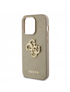 Guess PU Perforated 4G Glitter Metal Logo-fodral för iPhone 14 Pro Max Gold
