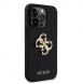 Guess PU Perforerat 4G Glitter Metal Logotypfodral för iPhone 14 Pro Max Svart