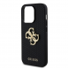 Guess PU Perforerat 4G Glitter Metal Logotypfodral för iPhone 14 Pro Max Svart