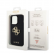 Guess PU Perforerat 4G Glitter Metal Logotypfodral för iPhone 14 Pro Max Svart