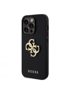Guess PU Perforated 4G Glitter Metal Logo Fodral för iPhone 14 Pro Svart