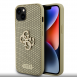 Guess PU Perforerad 4G Glitter Metal Logotypfodral för iPhone 13 Gold