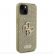 Guess PU Perforerad 4G Glitter Metal Logotypfodral för iPhone 13 Gold