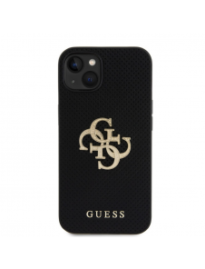 Guess PU Perforated 4G Glitter Metal Logo Fodral för iPhone 13 Svart