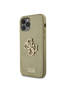 Guess PU Perforated 4G Glitter Metal Logo-fodral för iPhone 12/12 Pro Gold