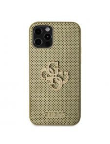 Guess PU Perforated 4G Glitter Metal Logo-fodral för iPhone 12/12 Pro Gold