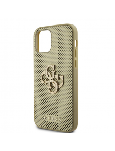 Guess PU Perforated 4G Glitter Metal Logo-fodral för iPhone 12/12 Pro Gold