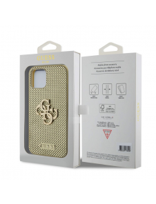 Guess PU Perforated 4G Glitter Metal Logo-fodral för iPhone 12/12 Pro Gold