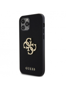 Guess PU Perforated 4G Glitter Metal Logo Fodral för iPhone 12/12 Pro Svart