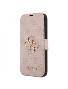 Guess PU Leather 4G Metal Logo Bokfodral för iPhone 15 Pro Pink