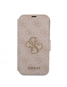 Guess PU Leather 4G Metal Logo Bokfodral för iPhone 15 Pro Pink