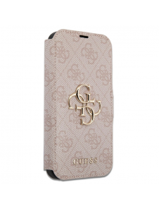 Guess PU Leather 4G Metal Logo Bokfodral för iPhone 15 Pro Pink