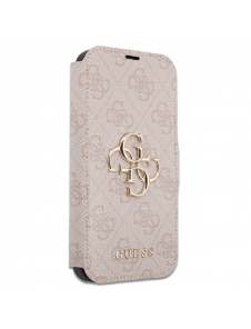 Guess PU Leather 4G Metal Logo Bokfodral för iPhone 15 Pro Max Rosa
