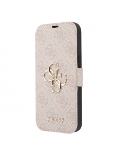 Guess PU Leather 4G Metal Logo Bokfodral för iPhone 15 Rosa